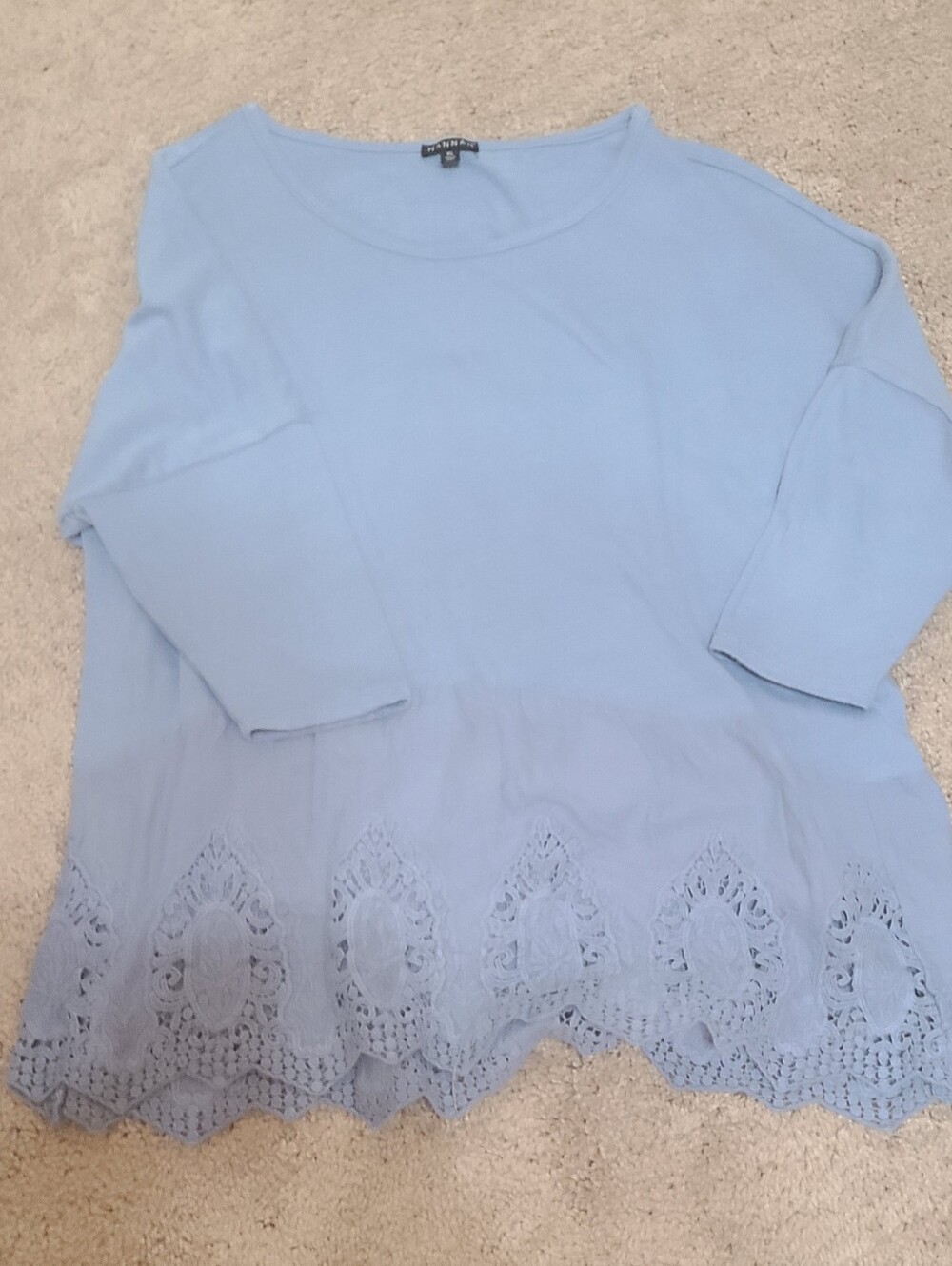 Hannah Light Blue Lace-Trim Tunic